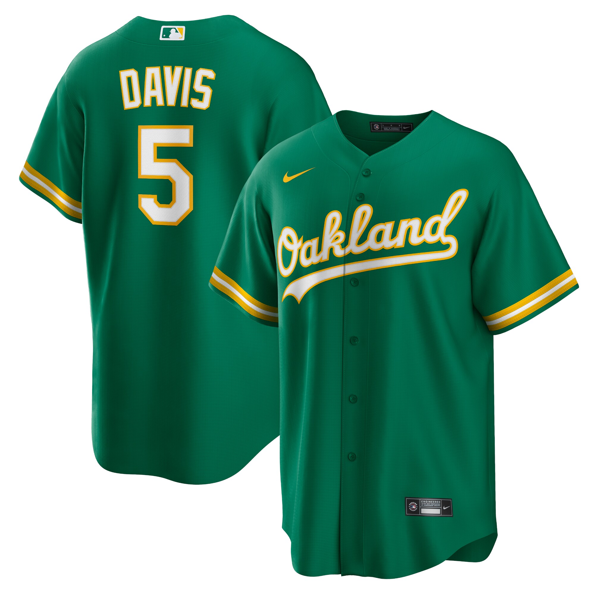 Men's Oakland Athletics JD Davis Kelly Green Alternate Baseball Jersey 