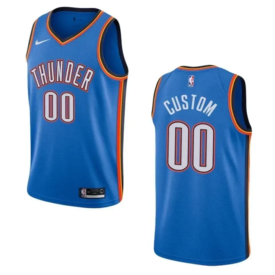 Men's Oklahoma City Thunder 00 Custom Icon Swingman Basketball Jersey - Blue - JS847 