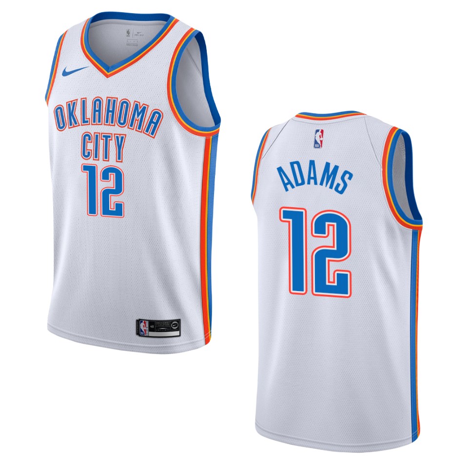Men's Oklahoma City Thunder #12 Steven Adams Association Swingman Basketball Jersey - White