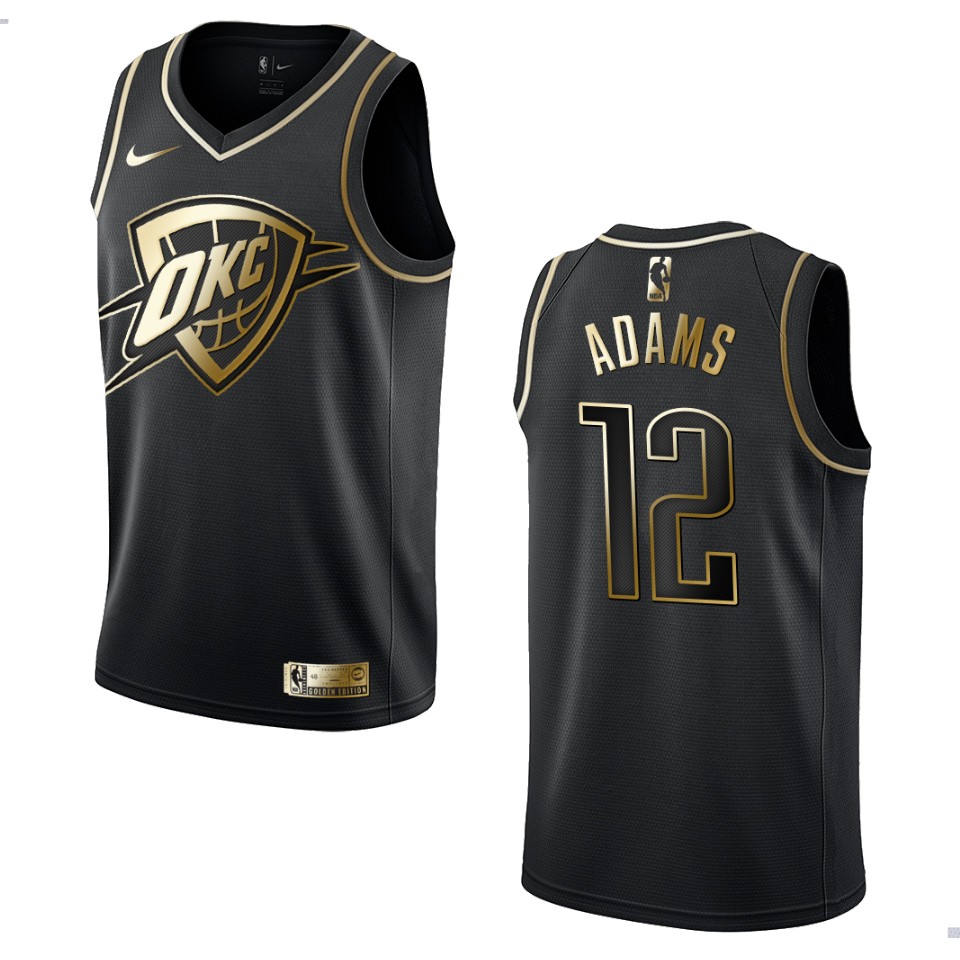 Men’s Oklahoma City Thunder #12 Steven Adams Golden Edition Basketball Jersey – Black