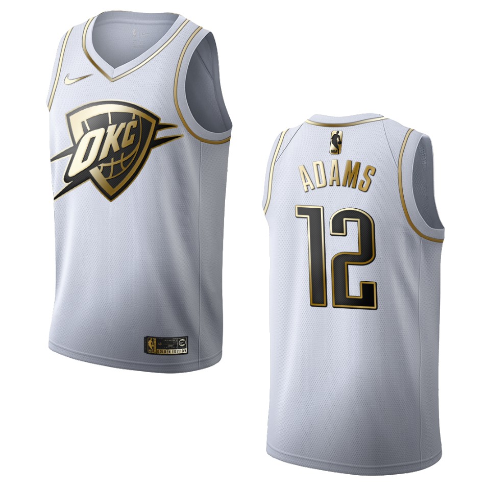 Men’s Oklahoma City Thunder #12 Steven Adams Golden Edition Basketball Jersey – White