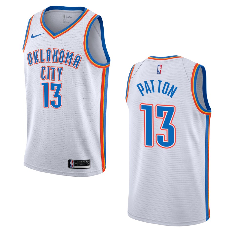 Men's Oklahoma City Thunder #13 Justin Patton Association Swingman Basketball Jersey - White