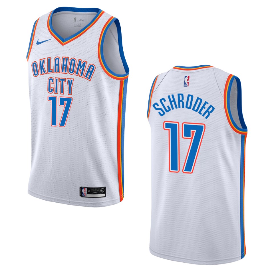 Men's Oklahoma City Thunder #17 Dennis Schroder Association Swingman Basketball Jersey - White