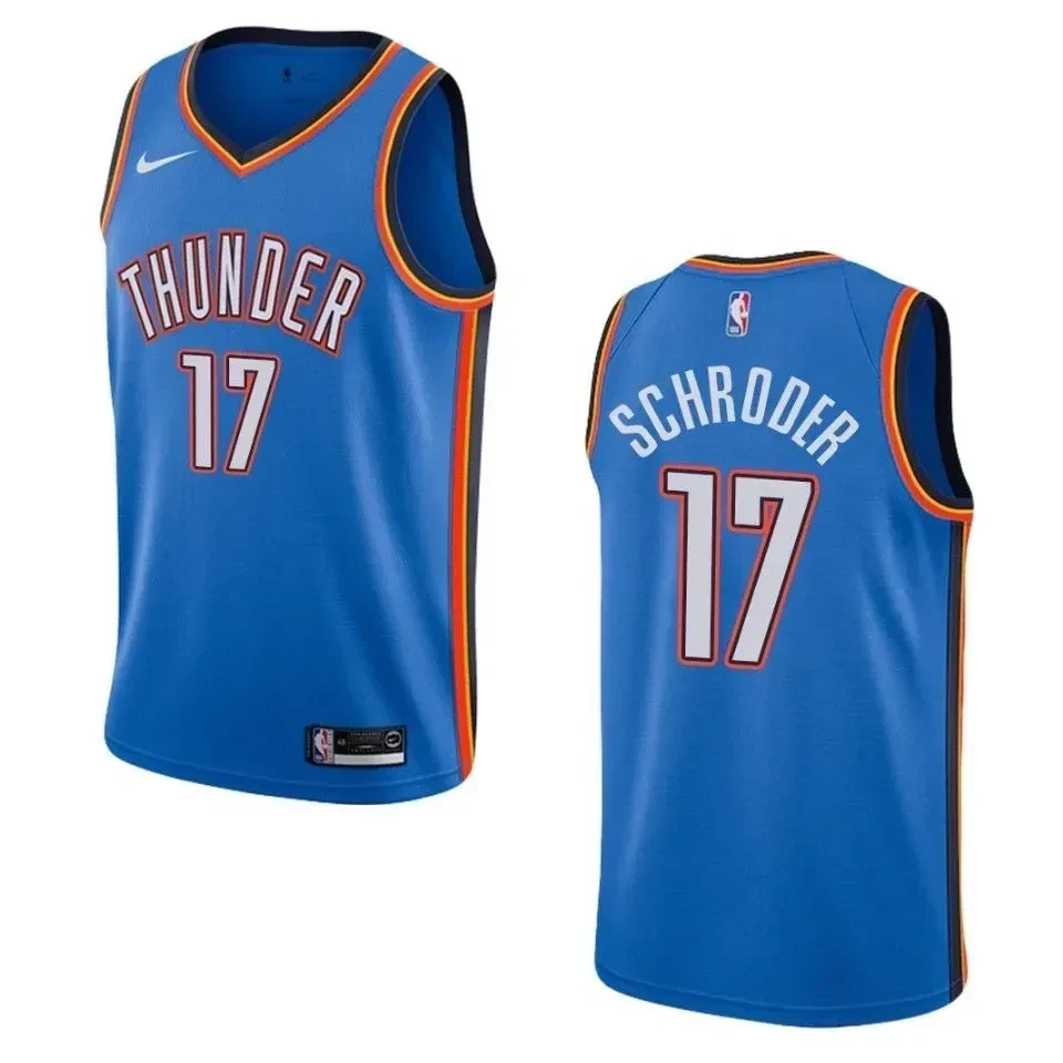 Men's Oklahoma City Thunder 17 Dennis Schroder Icon Swingman Basketball Jersey - Blue - JS680 