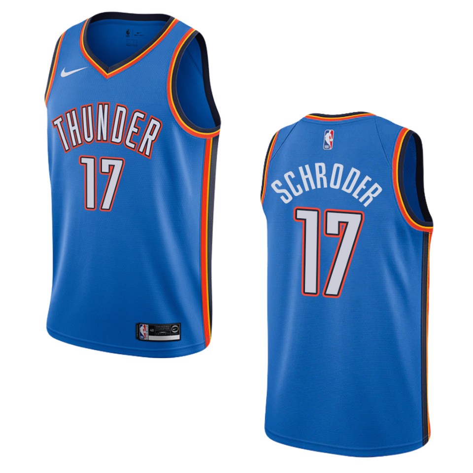 Men's Oklahoma City Thunder #17 Dennis Schroder Icon Swingman Basketball Jersey - Blue