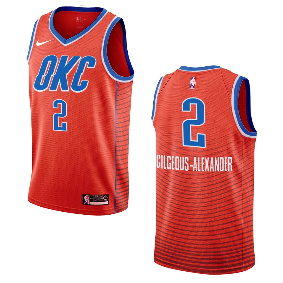 Men's Oklahoma City Thunder #2 Shai Gilgeous-alexander Statement Swingman Basketball Jersey - Orange