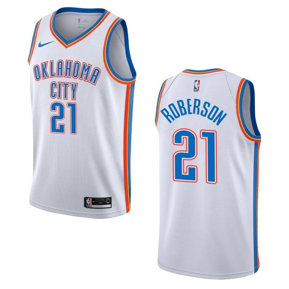 Men's Oklahoma City Thunder 21 Andre Roberson Association Swingman Basketball Jersey - White - JS852 