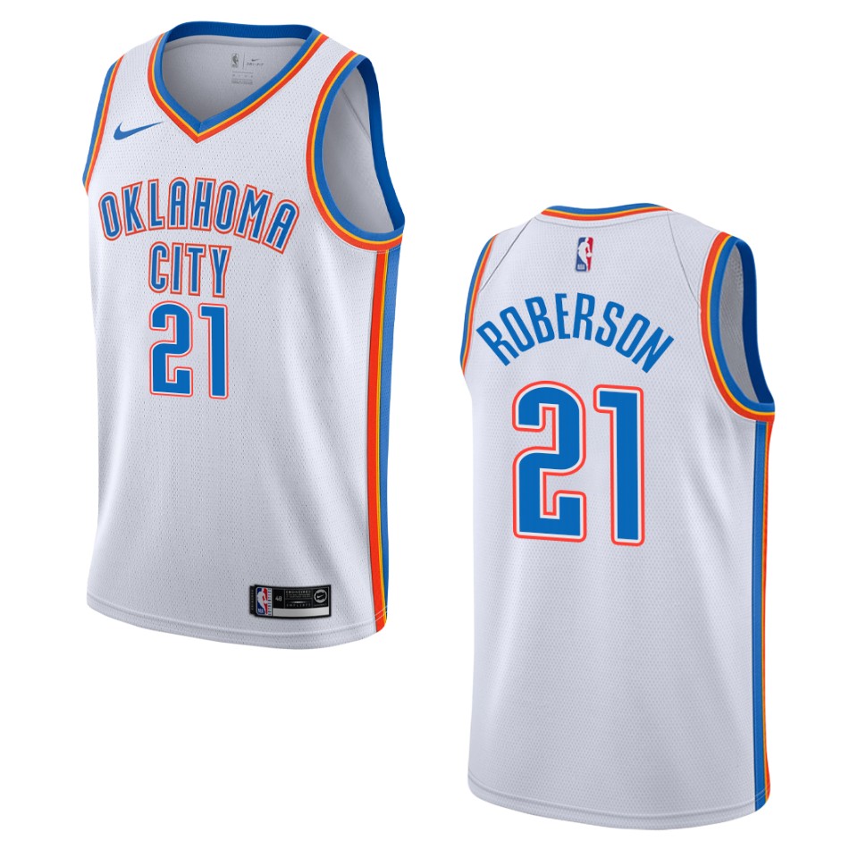 Men's Oklahoma City Thunder #21 Andre Roberson Association Swingman Basketball Jersey - White