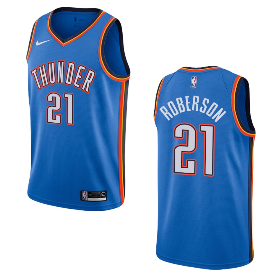 Men's Oklahoma City Thunder #21 Andre Roberson Icon Swingman Basketball Jersey - Blue