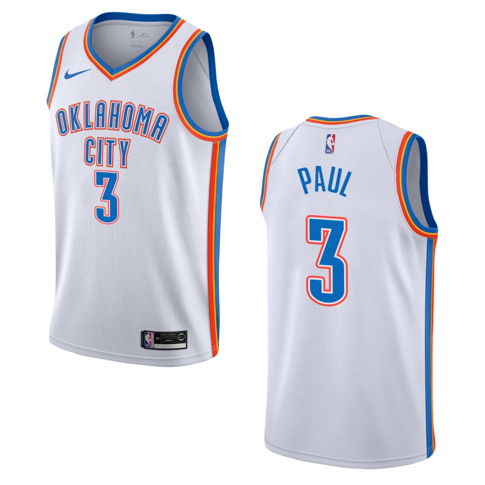 Men's Oklahoma City Thunder #3 Chris Paul Association Swingman Basketball Jersey - White