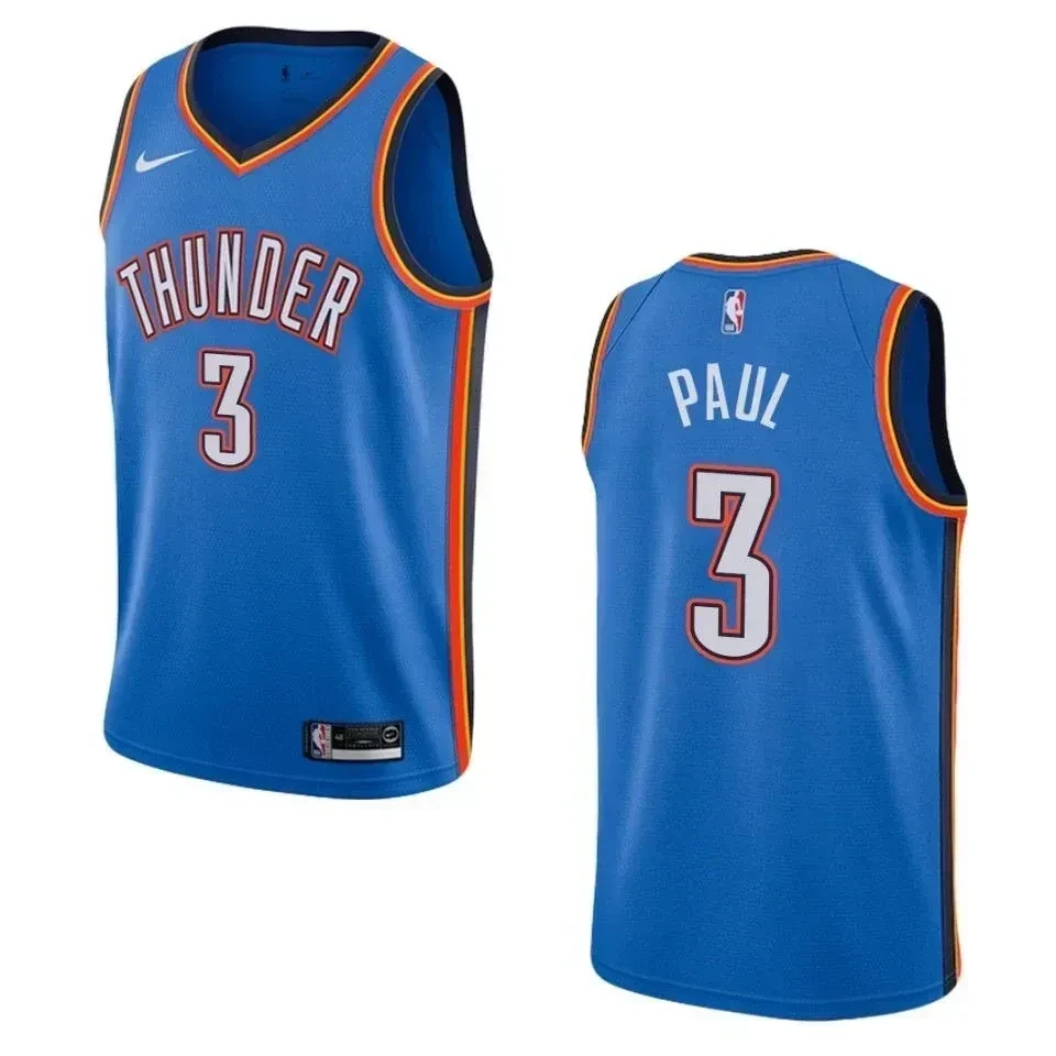 Men's Oklahoma City Thunder 3 Chris Paul Icon Swingman Basketball Jersey - Blue - JS200 