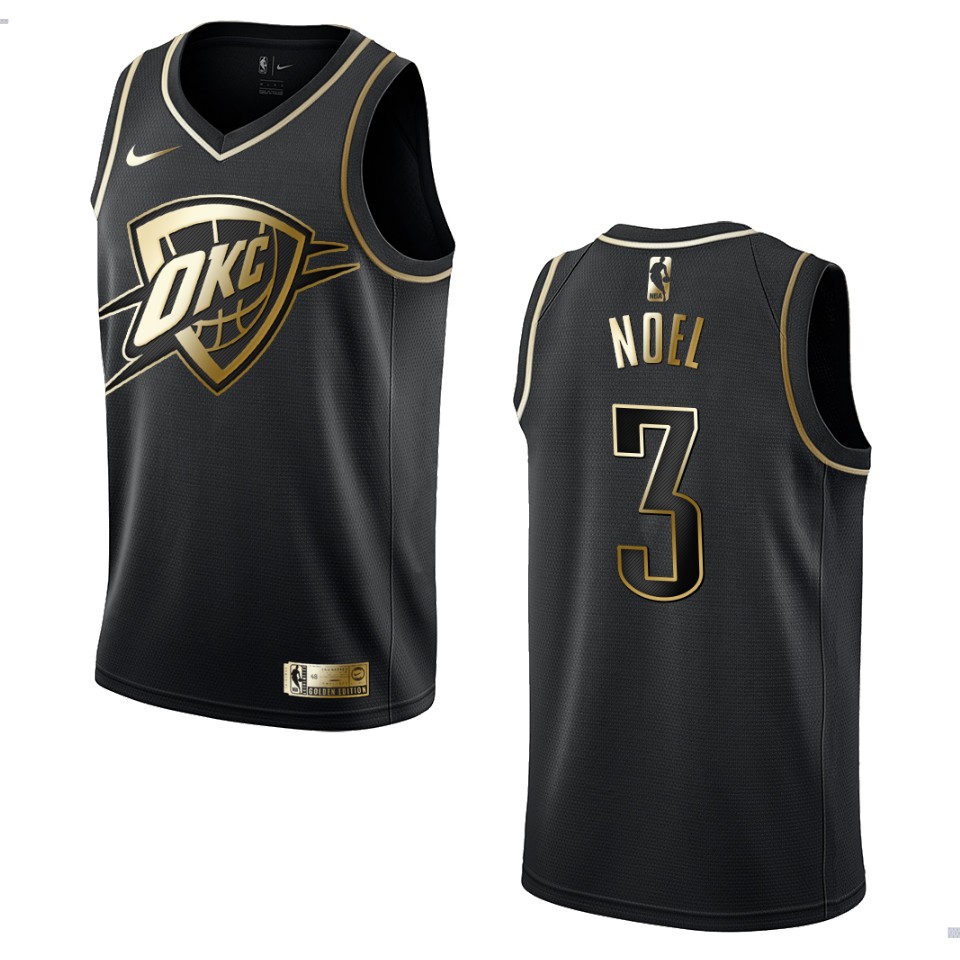 Men’s Oklahoma City Thunder #3 Nerlens Noel Golden Edition Basketball Jersey – Black