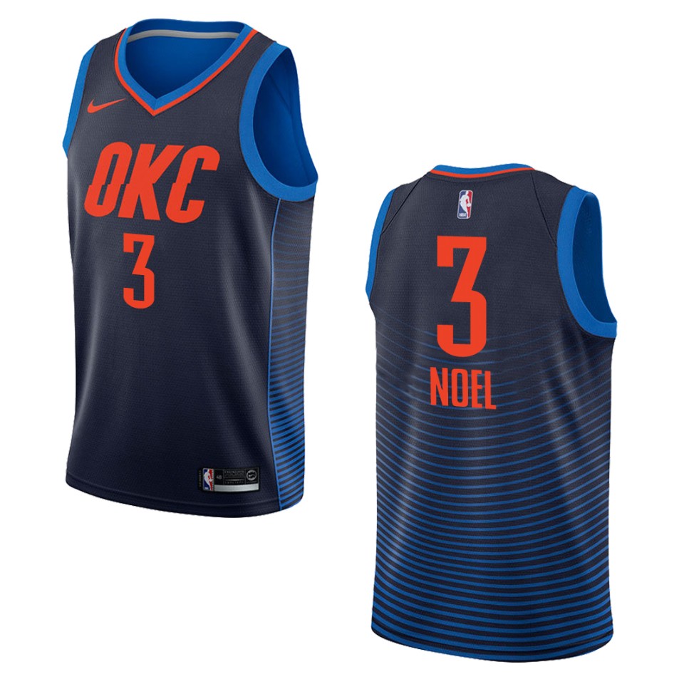 Men's Oklahoma City Thunder #3 Nerlens Noel Statement Swingman Basketball Jersey - Navy