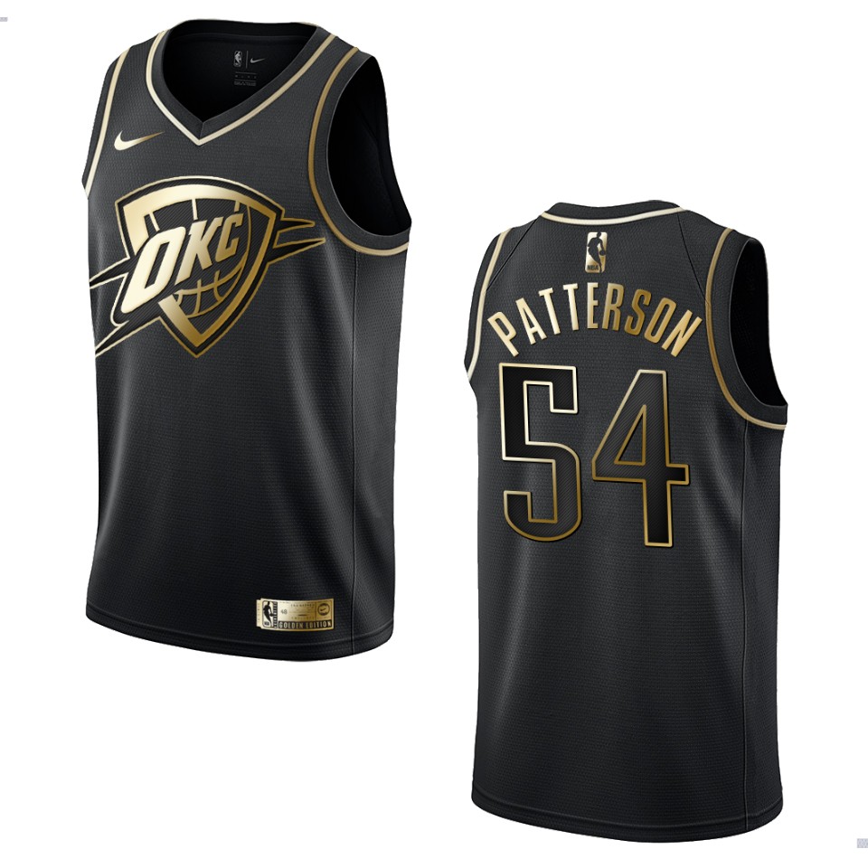 Men’s Oklahoma City Thunder #54 Patrick Patterson Golden Edition Basketball Jersey – Black