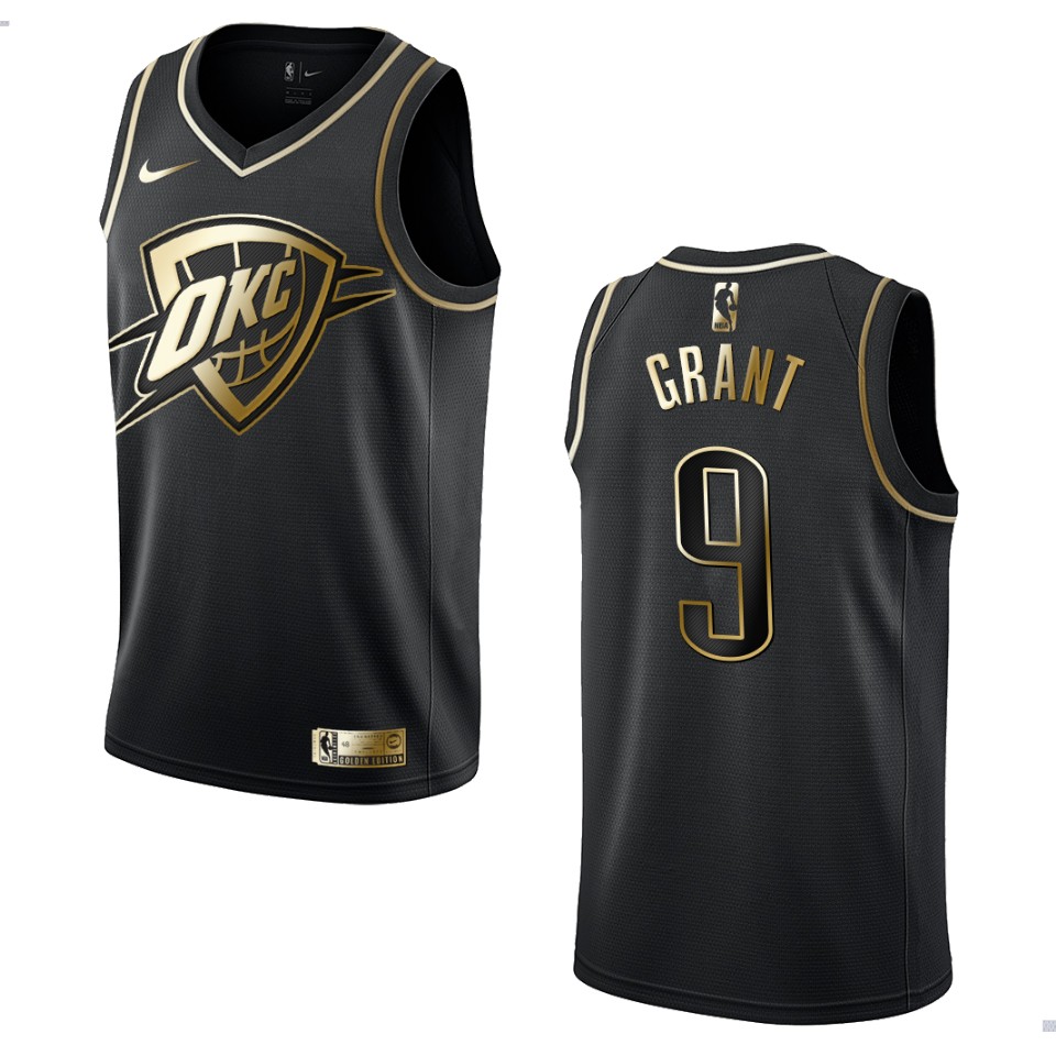 Men’s Oklahoma City Thunder #9 Jerami Grant Golden Edition Basketball Jersey – Black