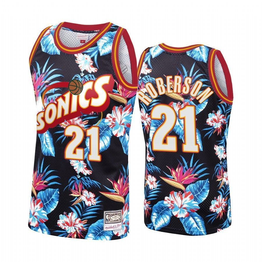 Men's Oklahoma City Thunder Andre Roberson 21 Floral Fashion Basketball Jersey - JS590 