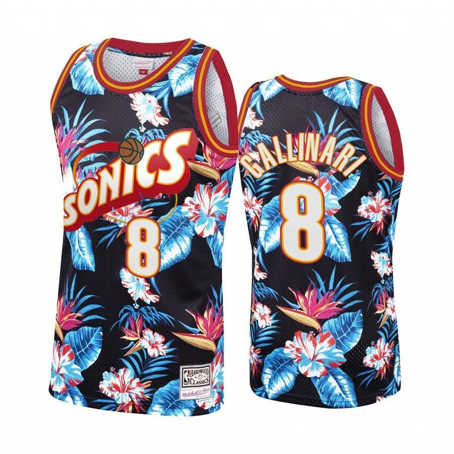 Men's Oklahoma City Thunder Danilo Gallinari 8 Floral Fashion Basketball Jersey - JS987 