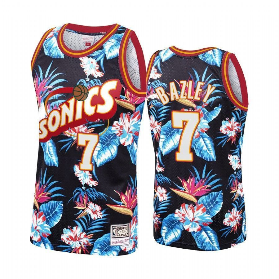 Men's Oklahoma City Thunder Darius Bazley 7 Floral Fashion Basketball Jersey - JS199 