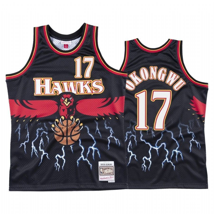 Men's Onyeka Okongwu 17 Atlanta Hawks Black Lightning Basketball Jersey - JS702 
