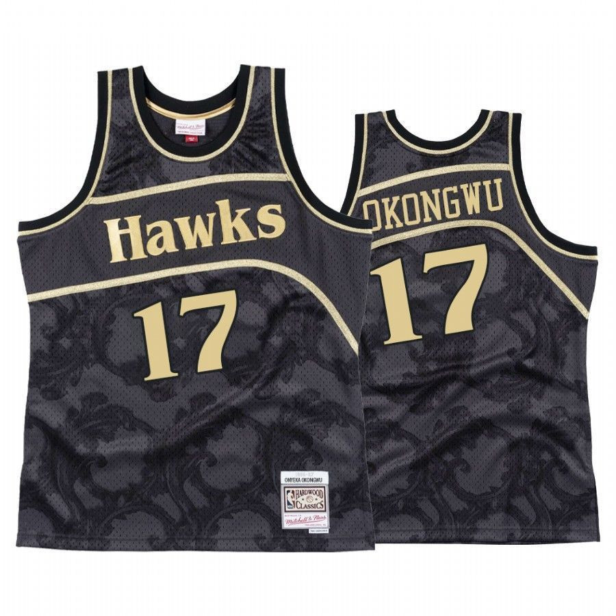 Men's Onyeka Okongwu 17 Atlanta Hawks Black Toile Basketball Jersey - JS428 