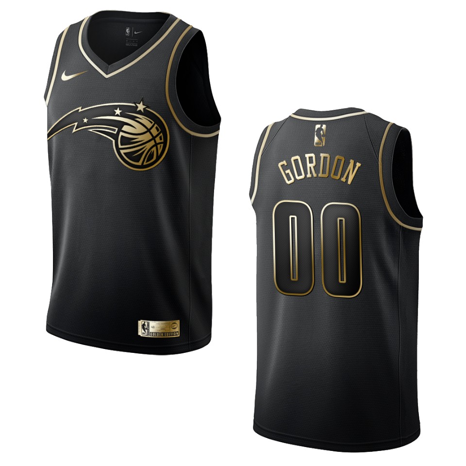 Men’s Orlando Magic #00 Aaron Gordon Golden Edition Jersey – Black