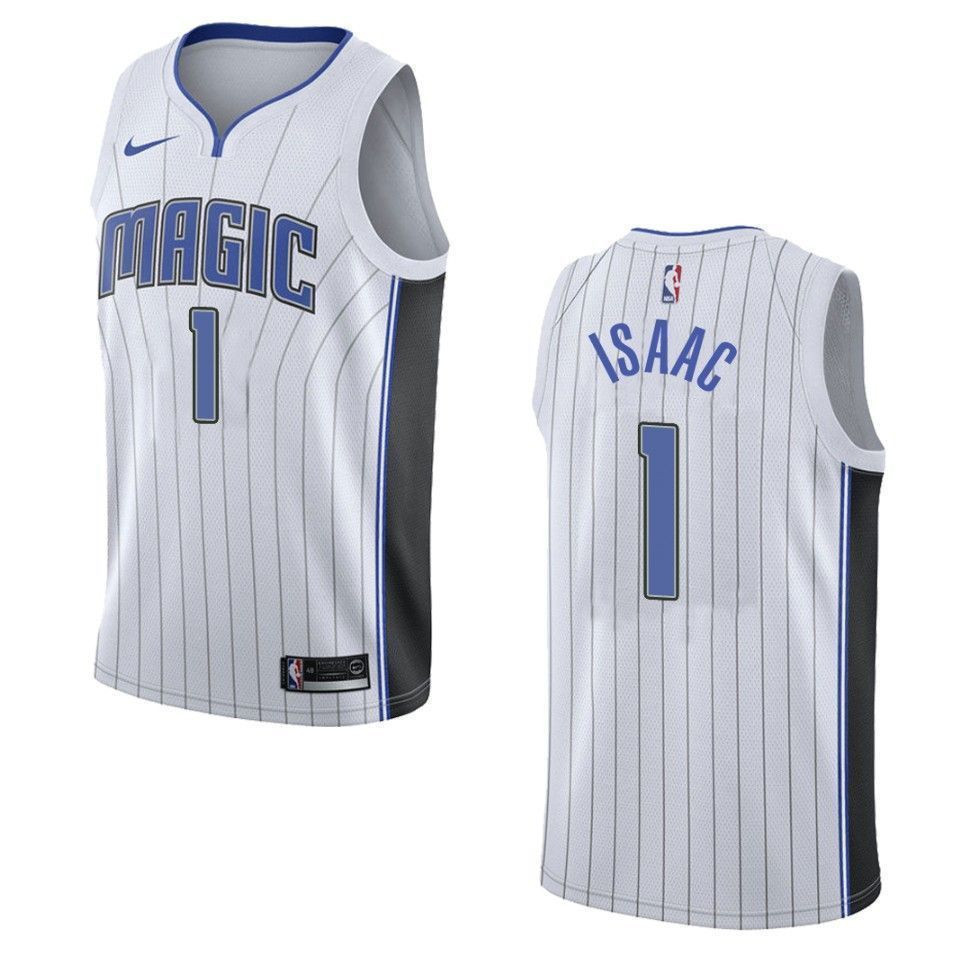 Men's Orlando Magic 1 Jonathan Isaac Association Swingman Basketball Jersey - White - JS803 