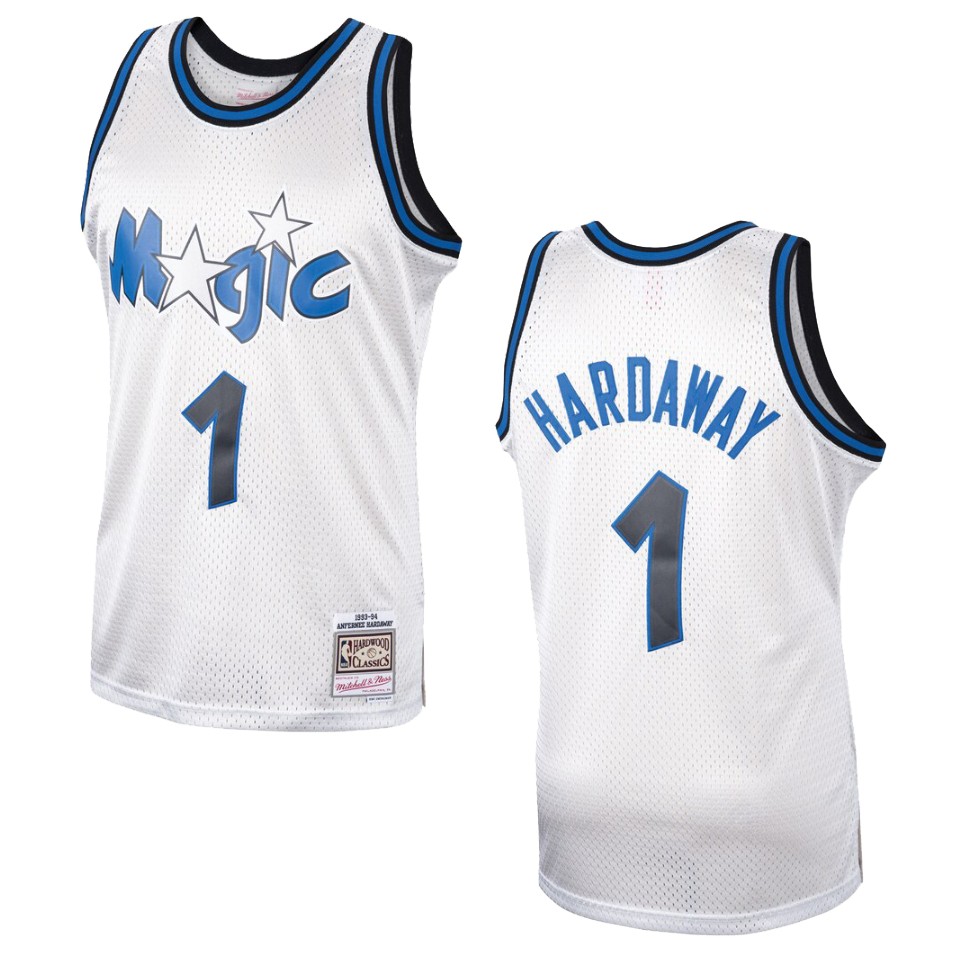 Men's Orlando Magic #1 Penny Hardaway Hardwood Classics Swingman Basketball Jersey - Platinum