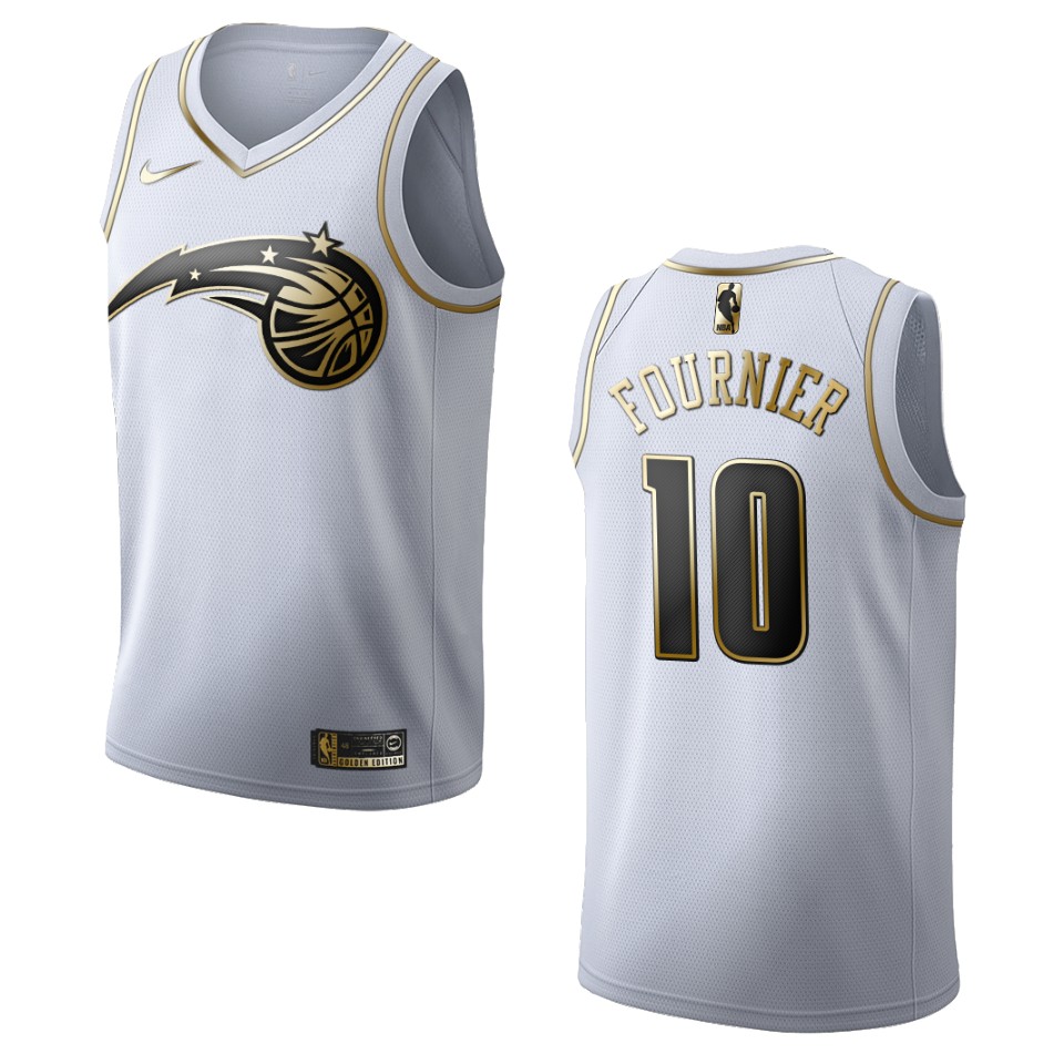 Men’s Orlando Magic #10 Evan Fournier Golden Edition Jersey – White