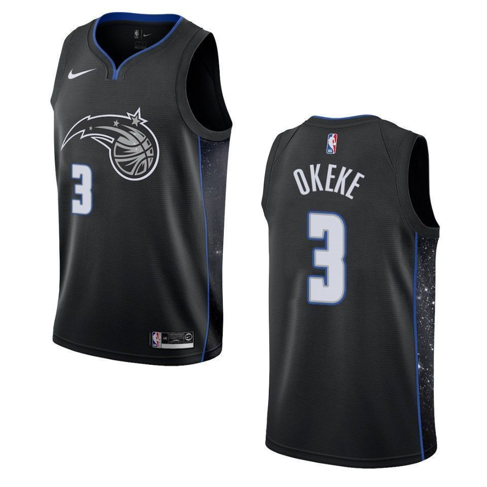 Men's Orlando Magic 3 Chuma Okeke City Swingman Basketball Jersey - Black - JS224 