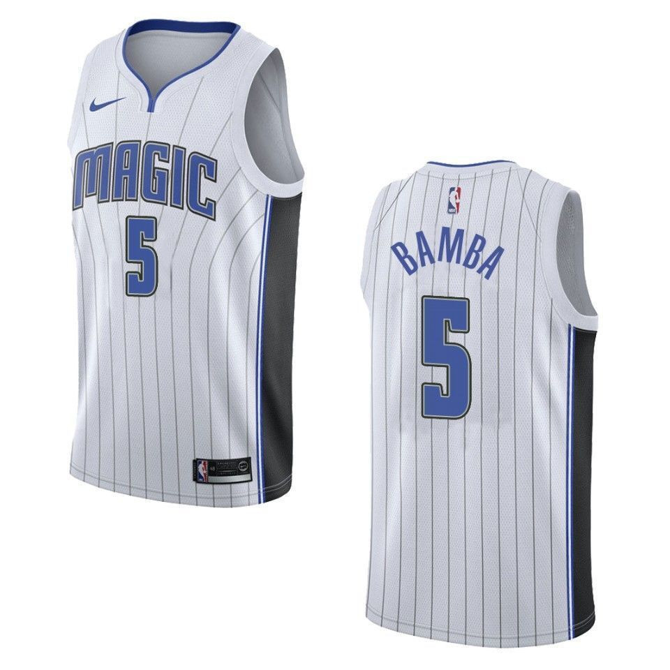 Men's Orlando Magic 5 Mohamed Bamba Association Swingman Basketball Jersey - White - JS507 