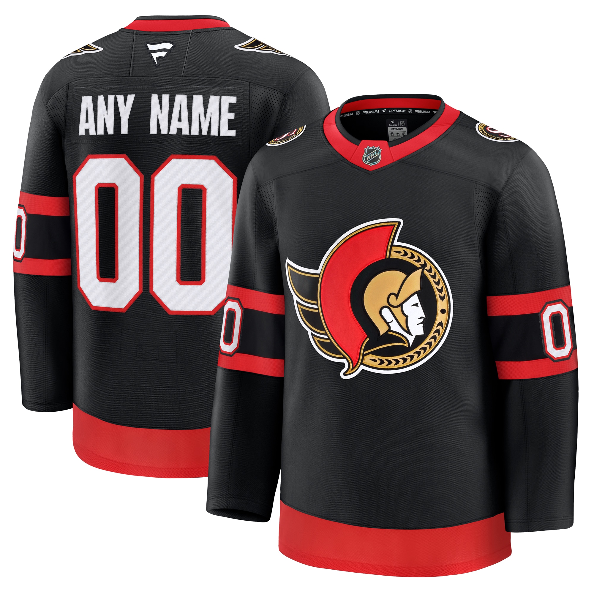 Men's Ottawa Senators Black Home Premium Custom Hockey Jersey - JS197 