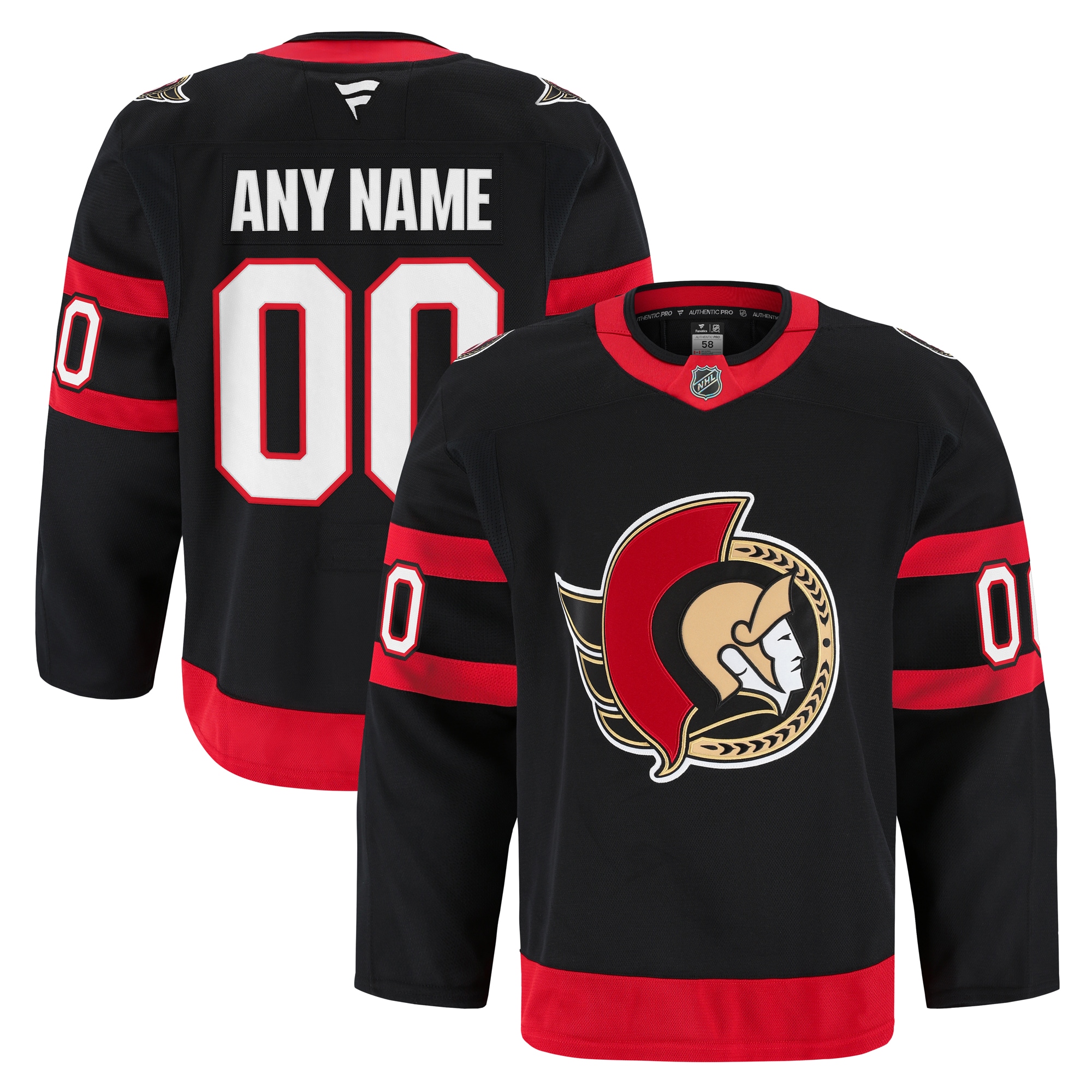 Men's Ottawa Senators Black Home Pro Custom Hockey Jersey - JS780 