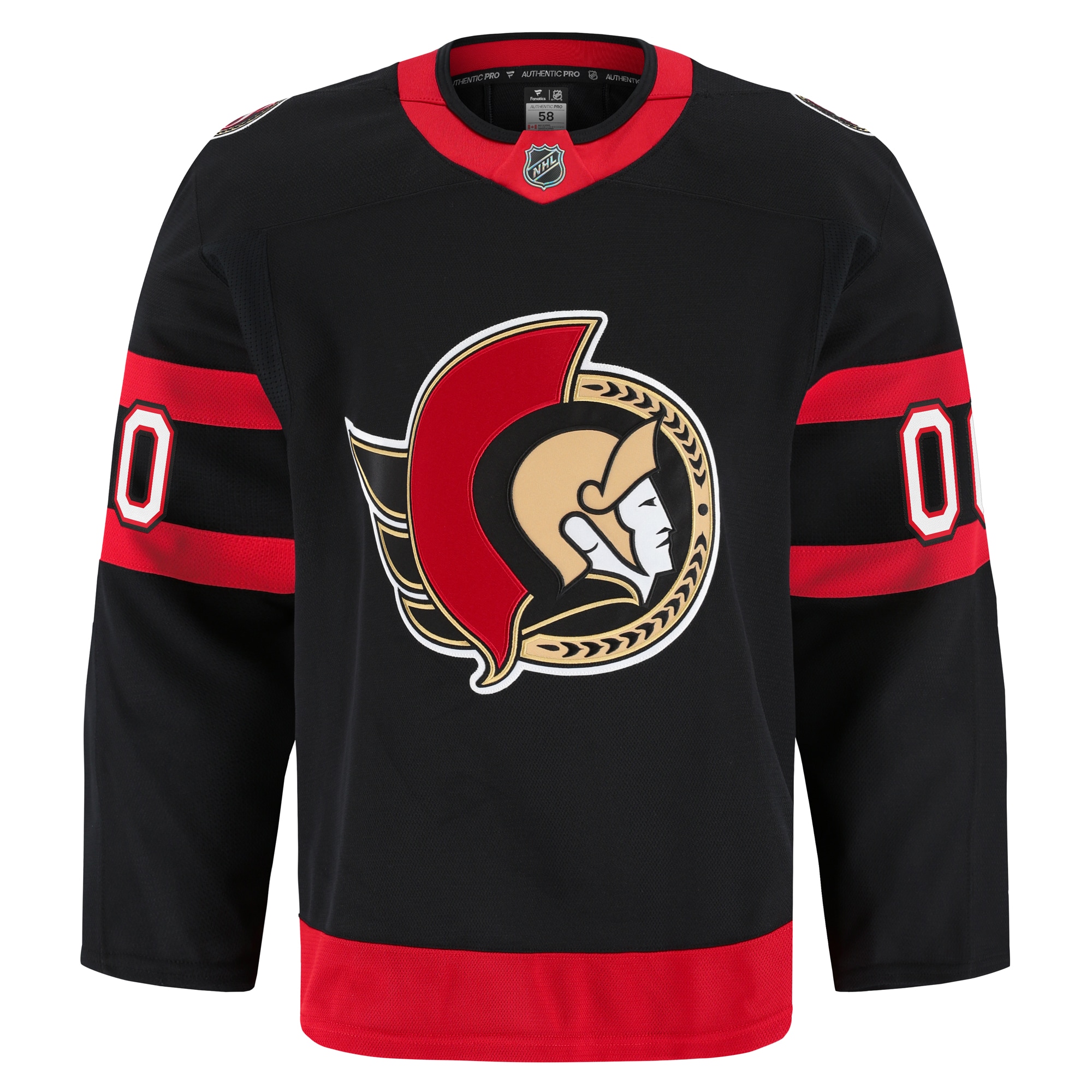 Alternative view of Men's Ottawa Senators Black Home Pro Custom Hockey Jersey - JS780 