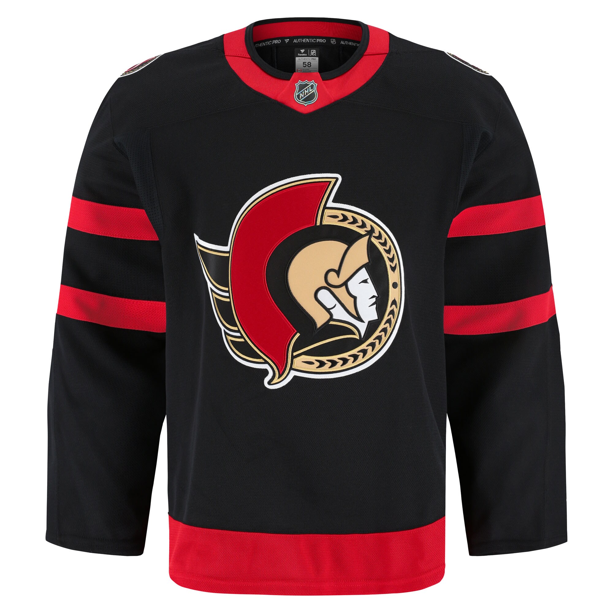 Alternative view of Men's Ottawa Senators Black Home Pro Hockey Jersey - JS639 