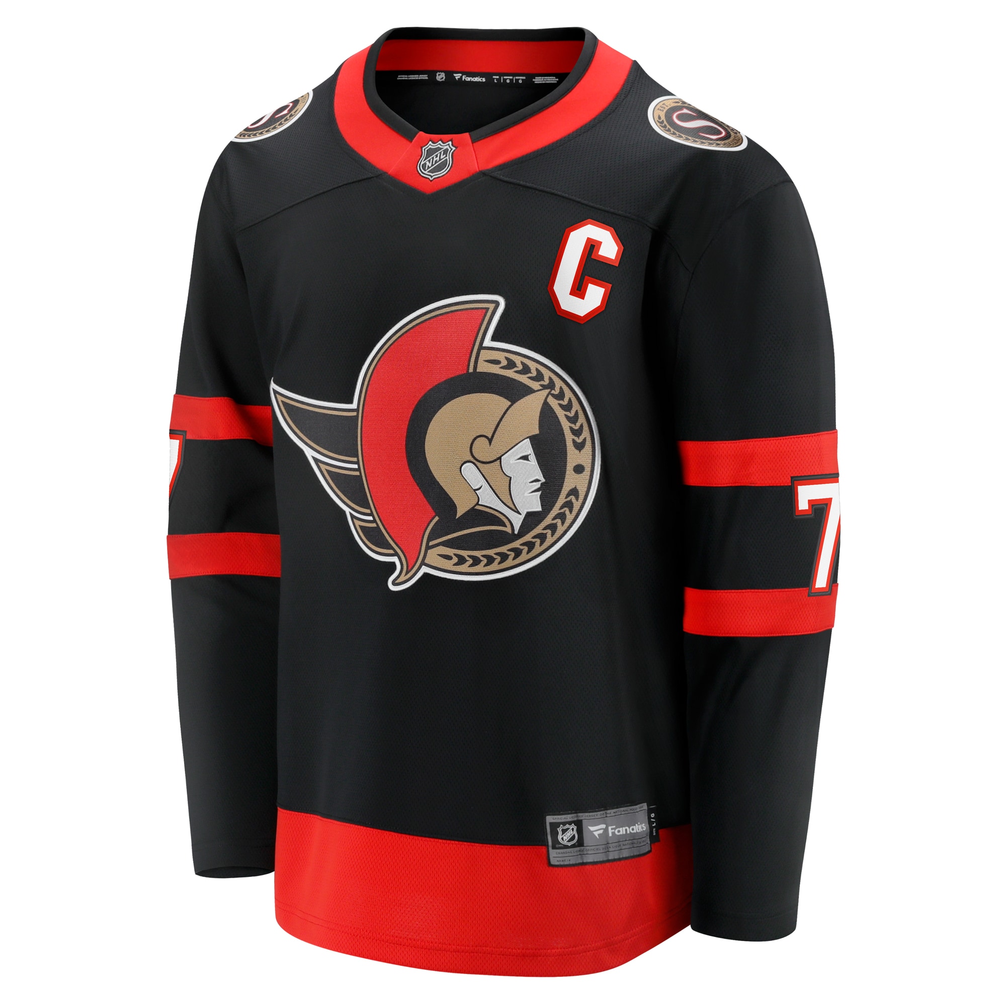 Alternative view of Men's Ottawa Senators Brady Tkachuk Black Home Breakaway Hockey Jersey - JS651 