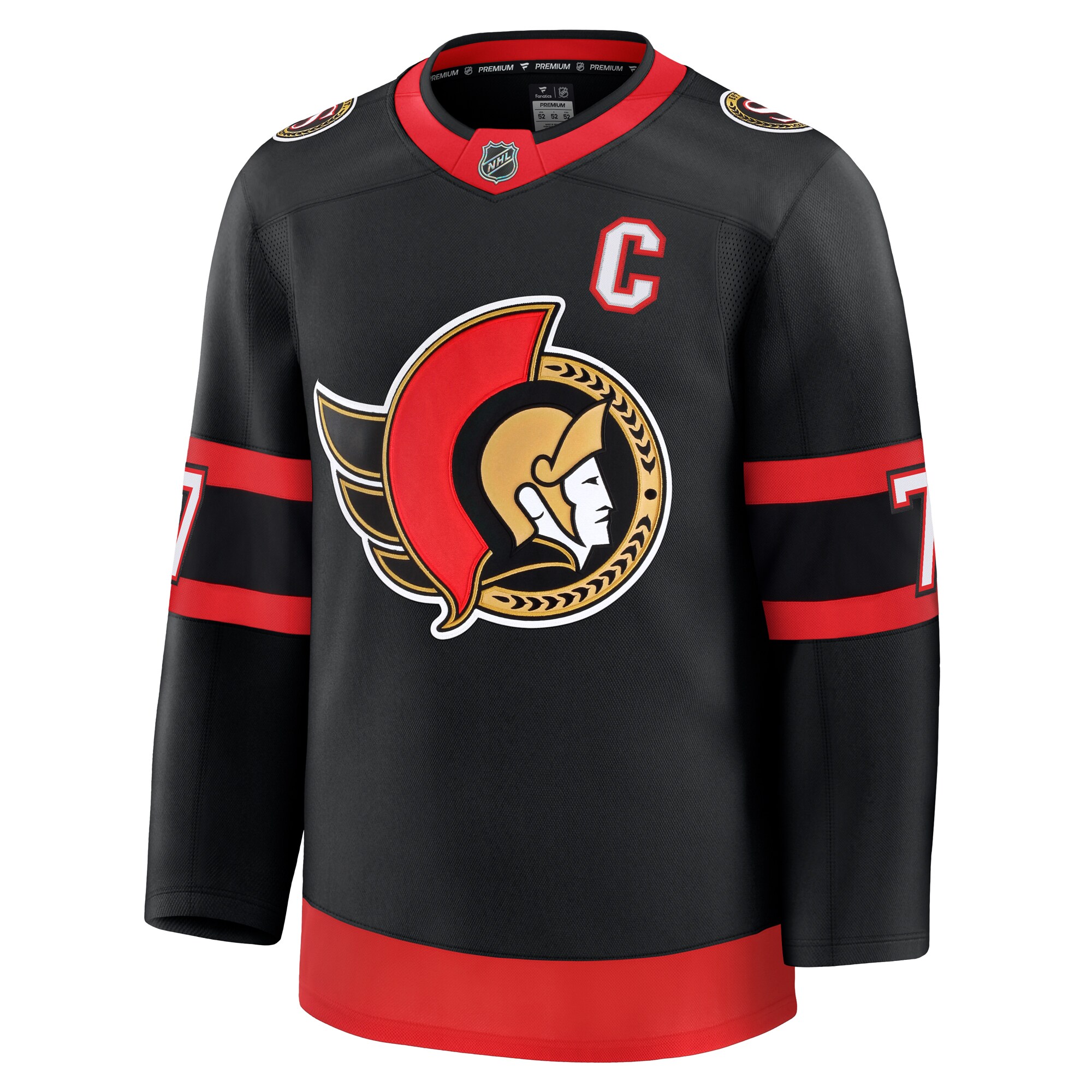 Alternative view of Men's Ottawa Senators Brady Tkachuk Black Home Premium Hockey Jersey - JS966 