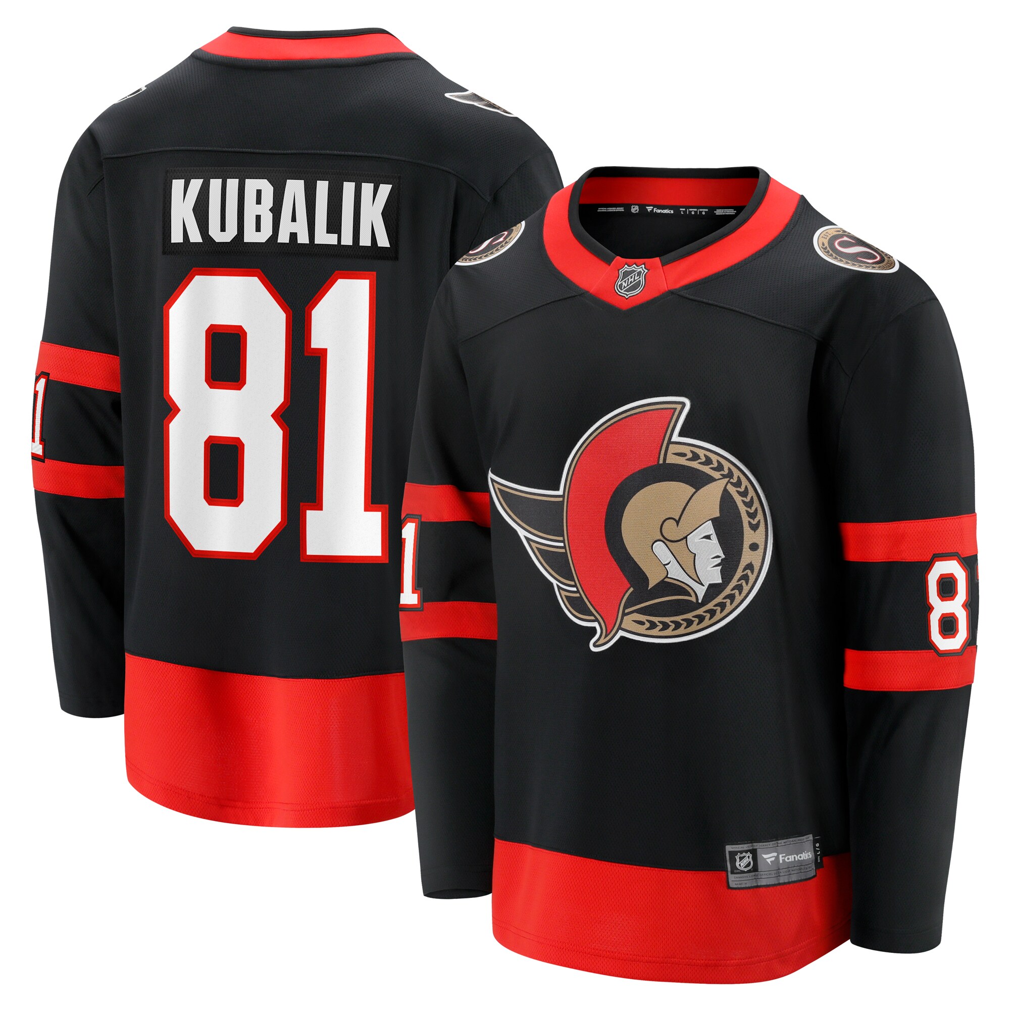 Men's Ottawa Senators Dominik Kubalik Black Home Breakaway Hockey Jersey - JS517 