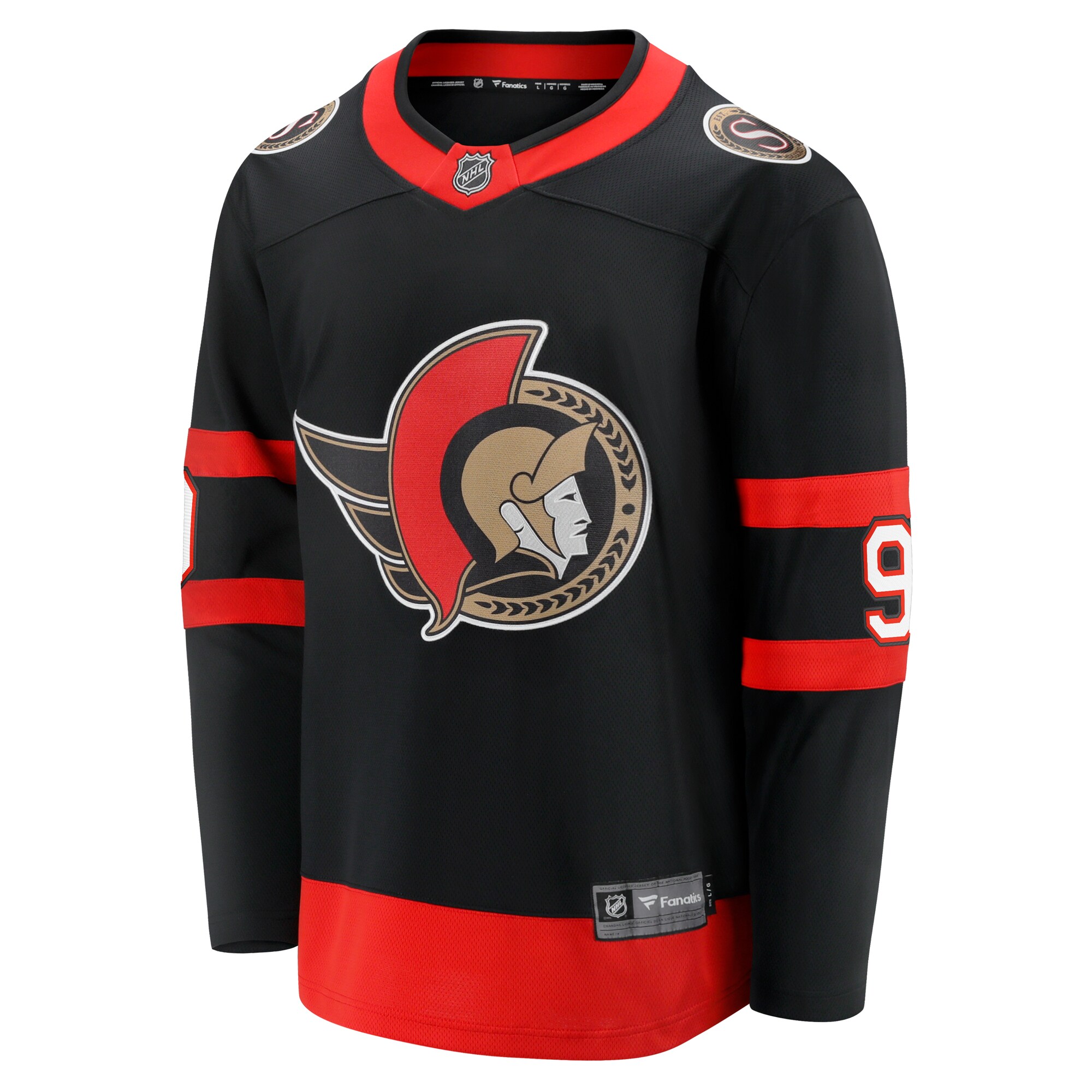 Alternative view of Men's Ottawa Senators Josh Norris Black Home Breakaway Hockey Jersey - JS805 