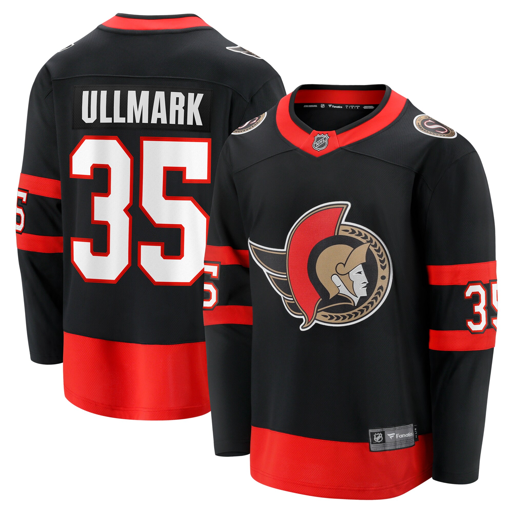 Men's Ottawa Senators Linus Ullmark Black Home Premier Breakaway Player Hockey Jersey - JS288 