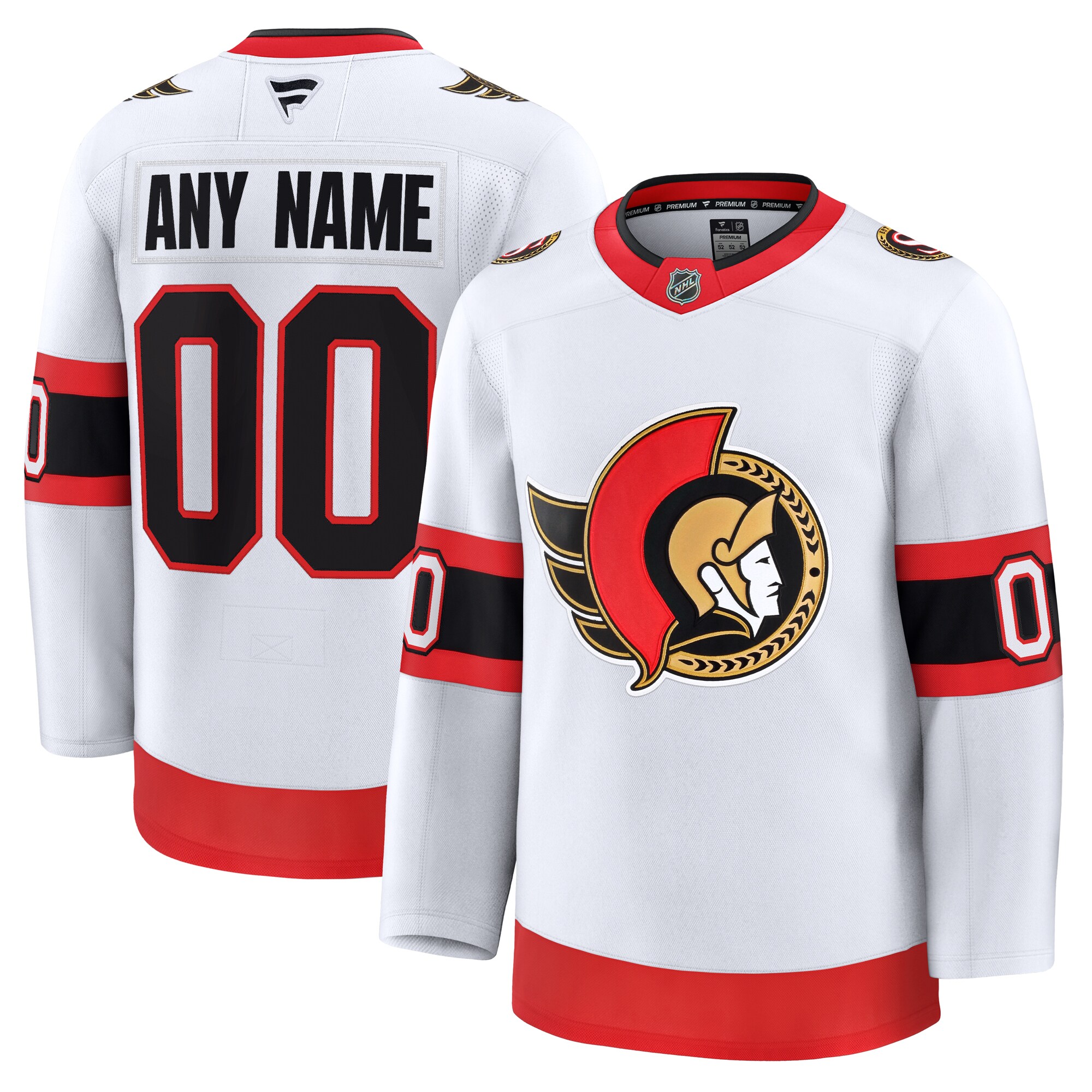 Men's Ottawa Senators White Away Premium Custom Hockey Jersey - JS394 