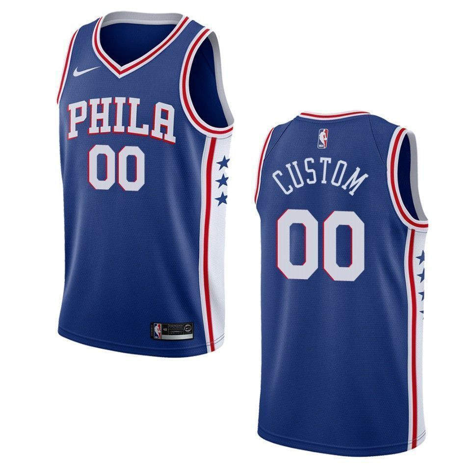 Men's Philadelphia 76ers 00 Custom Icon Swingman Basketball Jersey - Blue - JS831 