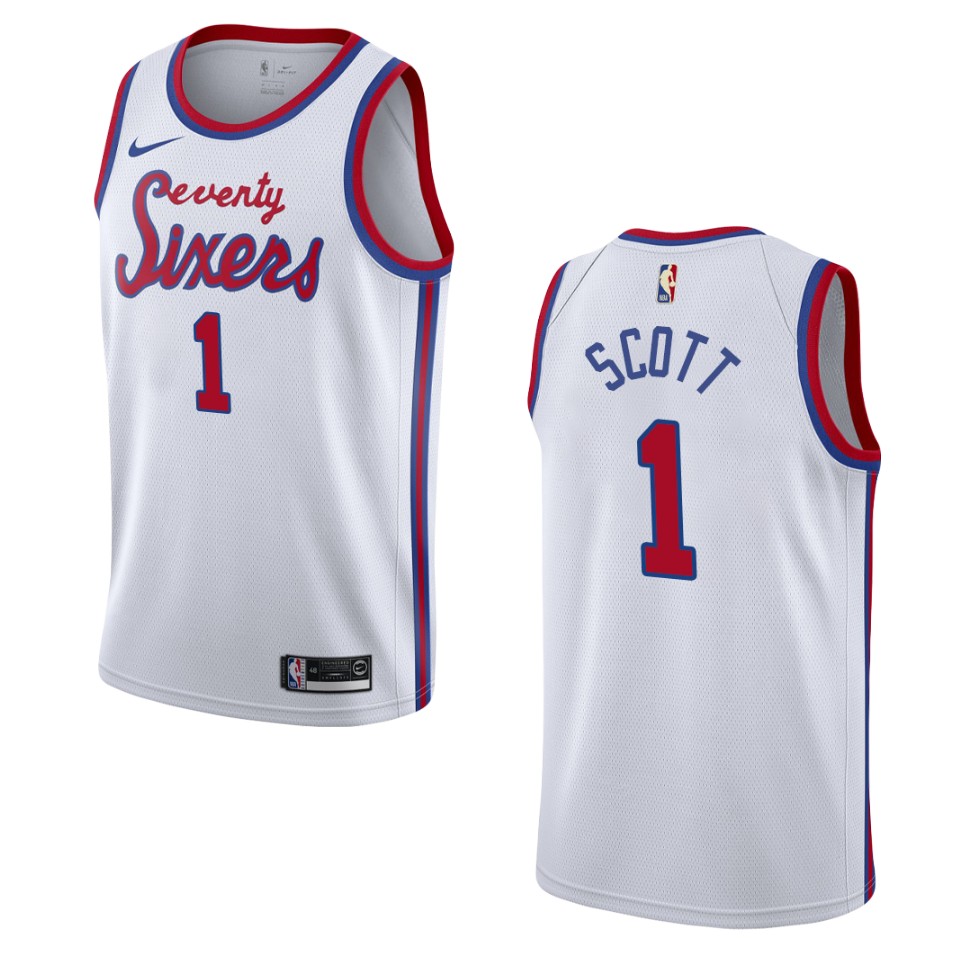 Men's Philadelphia 76ers #1 Mike Scott Hardwood Classics Swingman Basketball Jersey - White