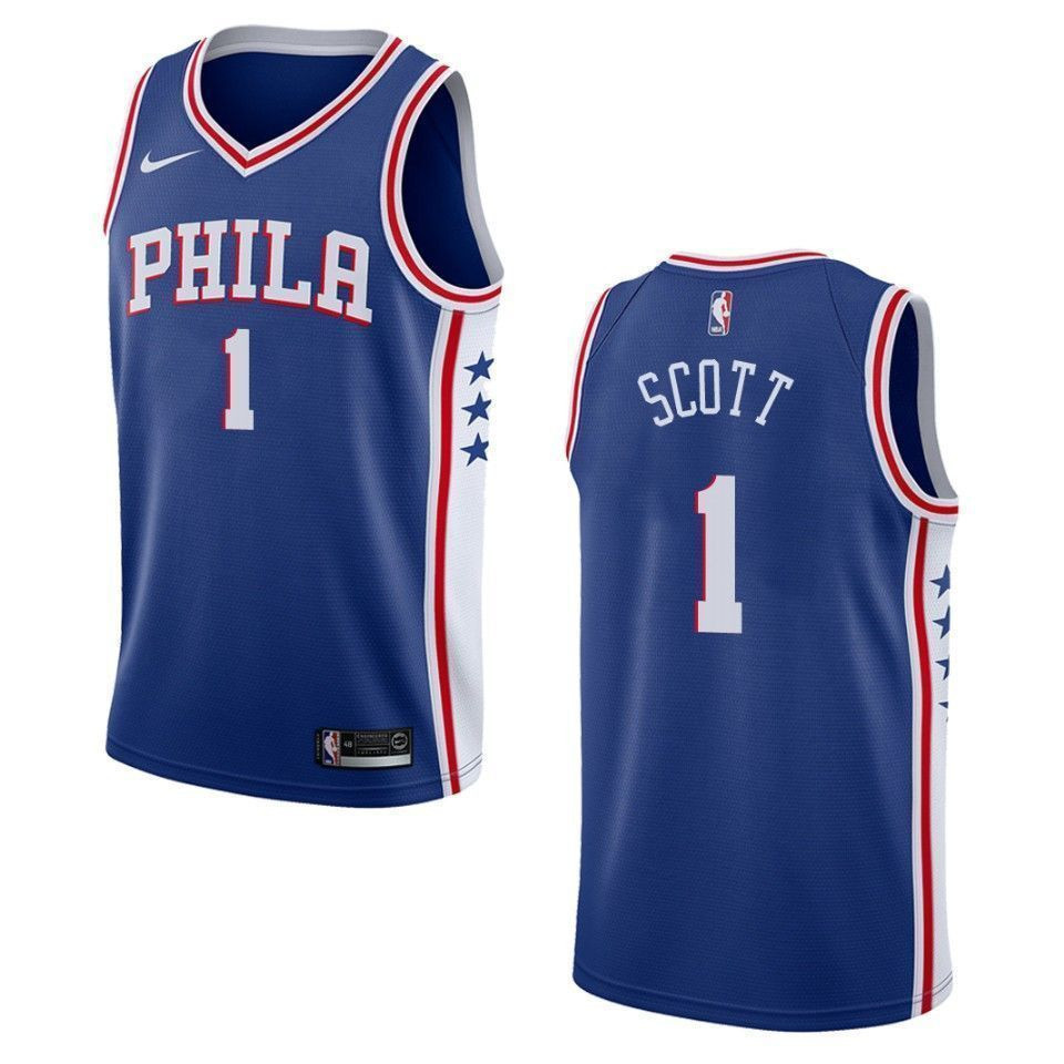 Men's Philadelphia 76ers 1 Mike Scott Icon Swingman Basketball Jersey - Blue - JS190 