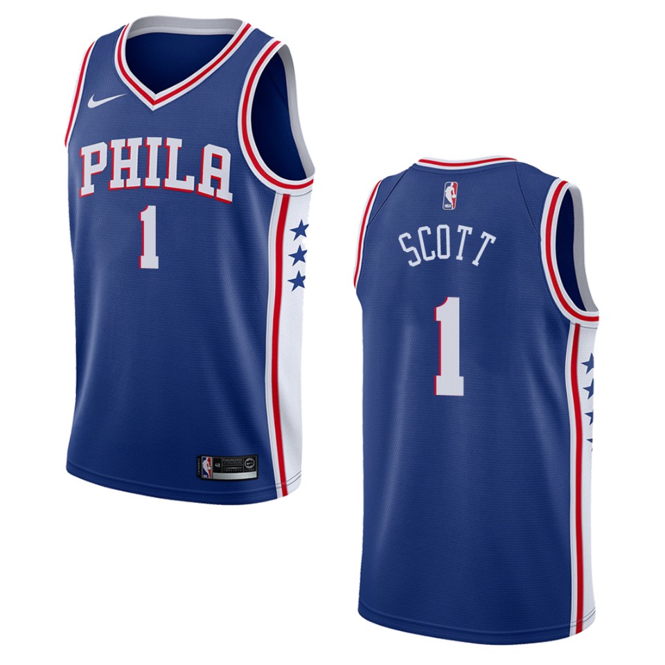 Men's Philadelphia 76ers #1 Mike Scott Icon Swingman Basketball Jersey - Blue
