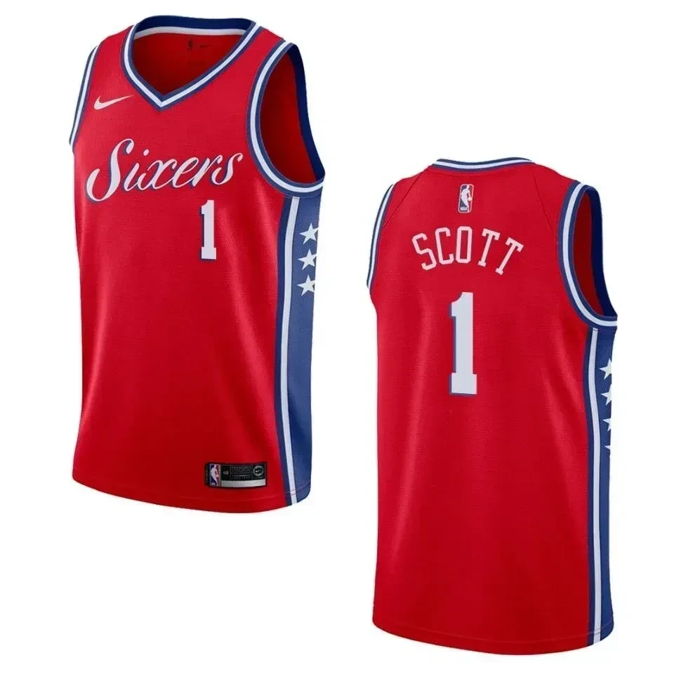 Men's Philadelphia 76ers 1 Mike Scott Statement Swingman Basketball Jersey - Red - JS325 