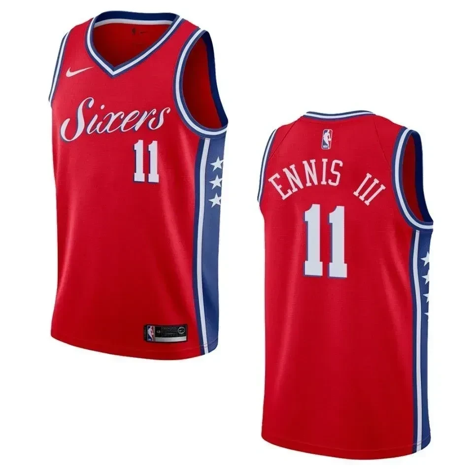 Men's Philadelphia 76ers 11 James Ennis Iii Statement Swingman Basketball Jersey - Red - JS895 
