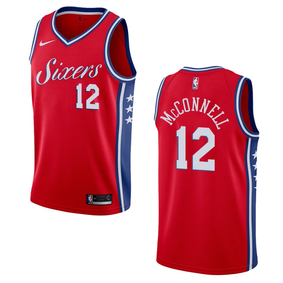 Men's Philadelphia 76ers #12 T.j. Mcconnell Statement Swingman Basketball Jersey - Red