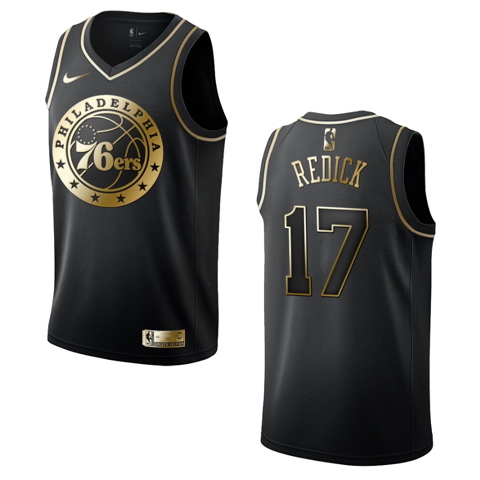 Men’s Philadelphia 76ers #17 J.j. Redick Golden Edition Basketball Jersey – Black