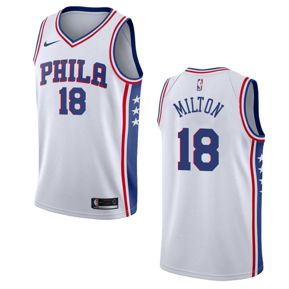 Men's Philadelphia 76ers 18 Shake Milton Association Swingman Basketball Jersey - White - JS642 