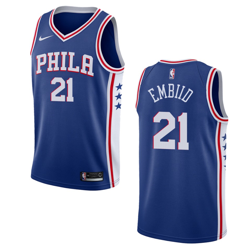 Men's Philadelphia 76ers #21 Joel Embiid Icon Swingman Basketball Jersey - Blue